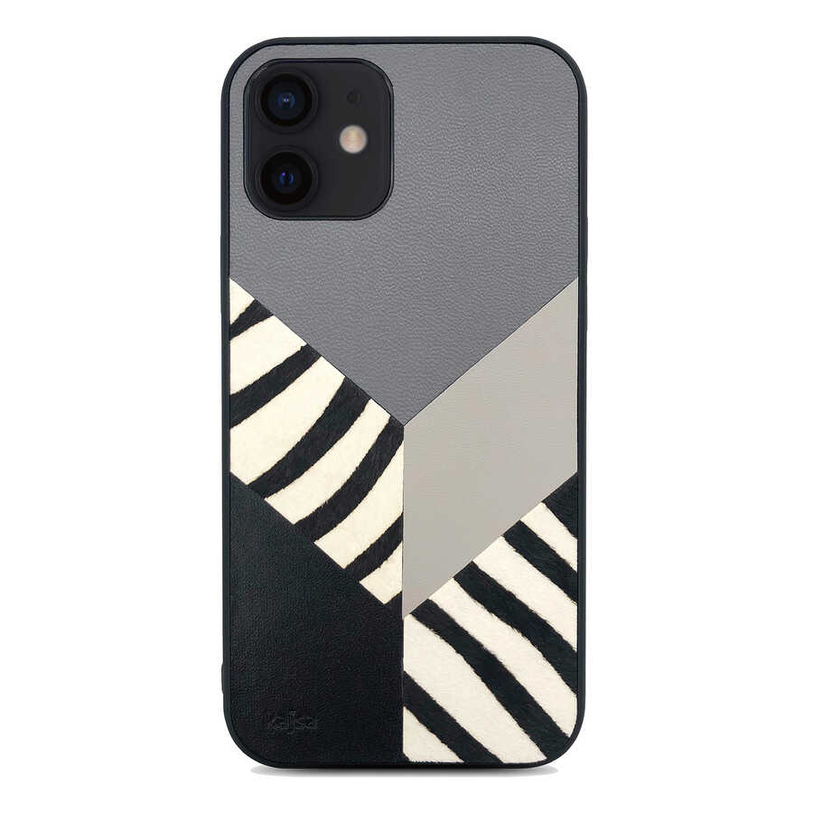 Apple%20iPhone%2012%20Kılıf%20Kajsa%20Glamorous%20Serisi%20Zebra%20Combo%20Kapak-Gri