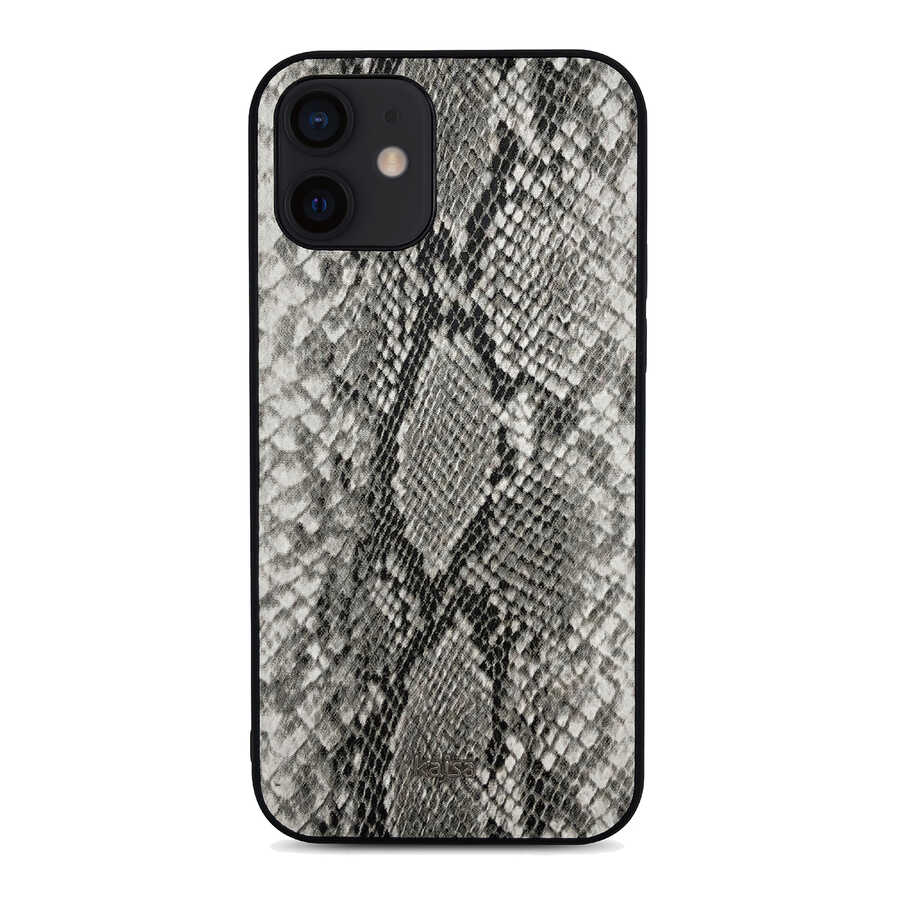 Apple%20iPhone%2012%20Kılıf%20Kajsa%20Glamorous%20Serisi%20Snake%20Pattern%20Kapak-Gri