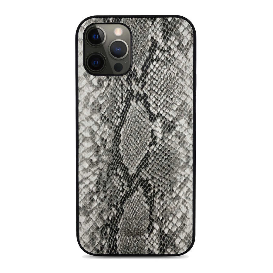 Apple%20iPhone%2012%20Pro%20Kılıf%20Kajsa%20Glamorous%20Serisi%20Snake%20Pattern%20Kapak-Gri