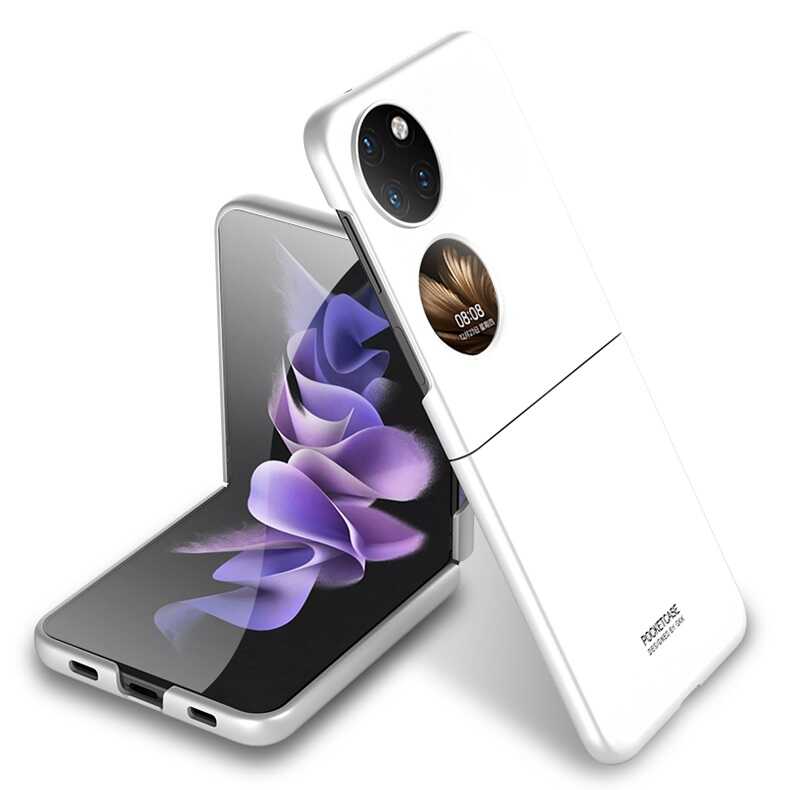 Huawei%20P50%20Pocket%20Kılıf%20Zore%20Sert%20Kıpta%20Kapak-Beyaz