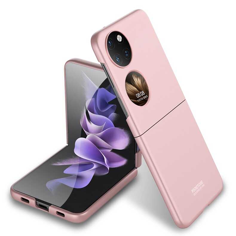 Huawei%20P50%20Pocket%20Kılıf%20Zore%20Sert%20Kıpta%20Kapak-Rose%20gold