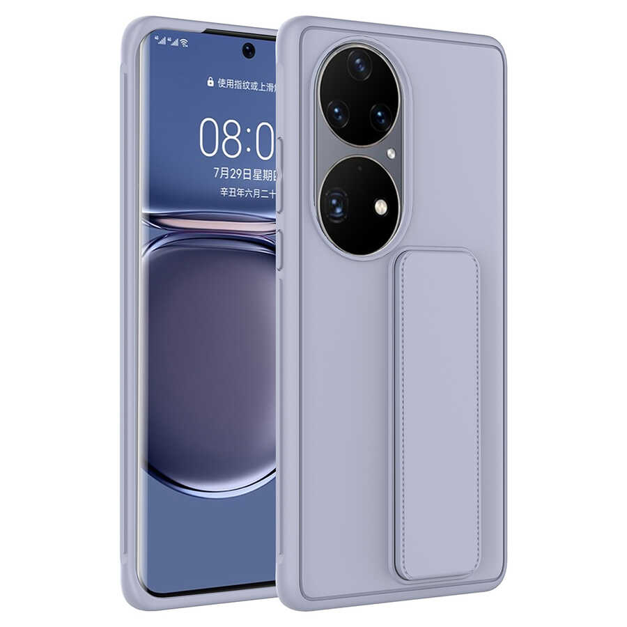 Huawei%20P50%20Pro%20Kılıf%20Zore%20Qstand%20Kapak-Gri