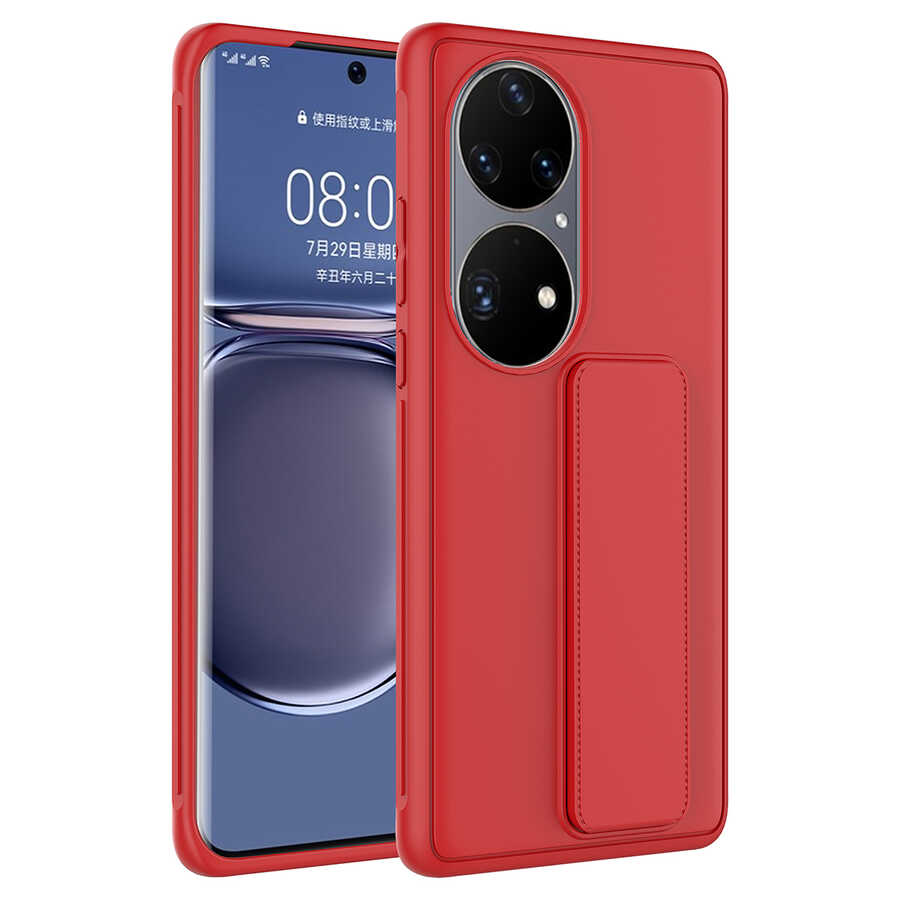 Huawei%20P50%20Pro%20Kılıf%20Zore%20Qstand%20Kapak-Kırmızı