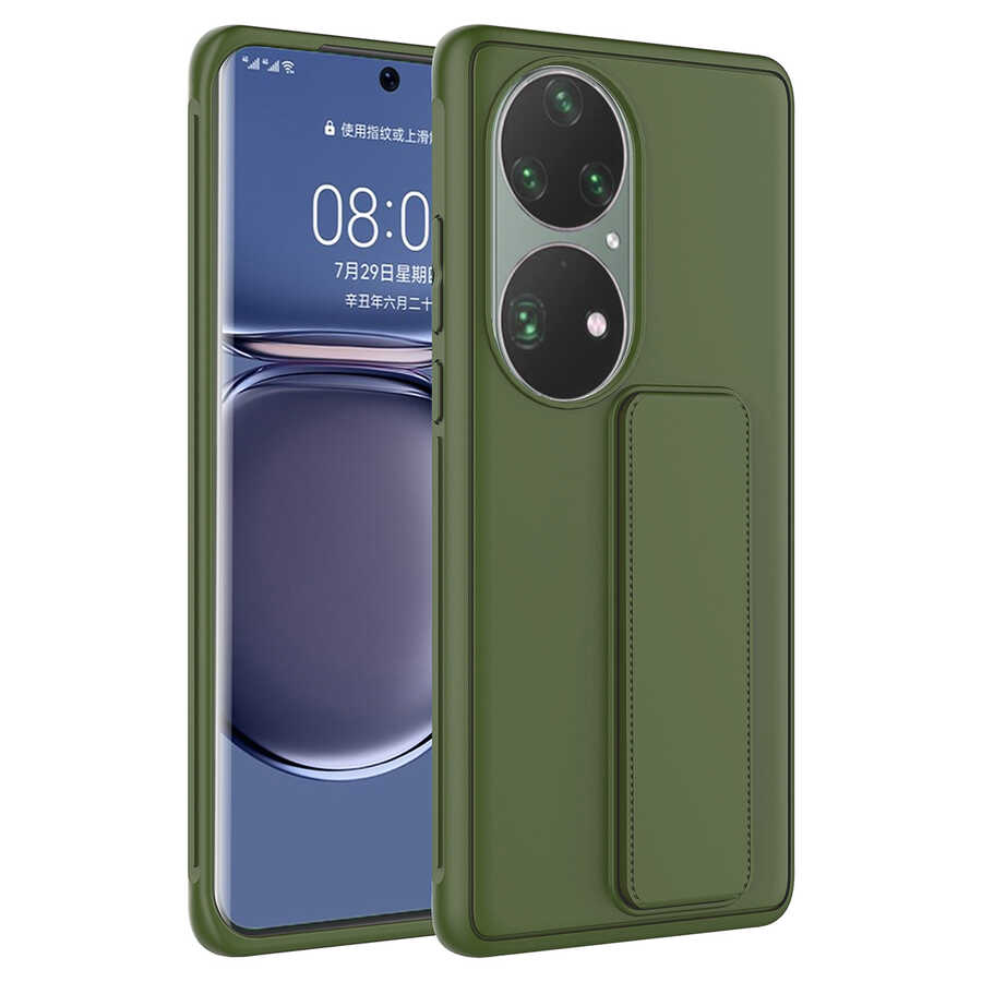 Huawei%20P50%20Pro%20Kılıf%20Zore%20Qstand%20Kapak-Koyu%20yeşil