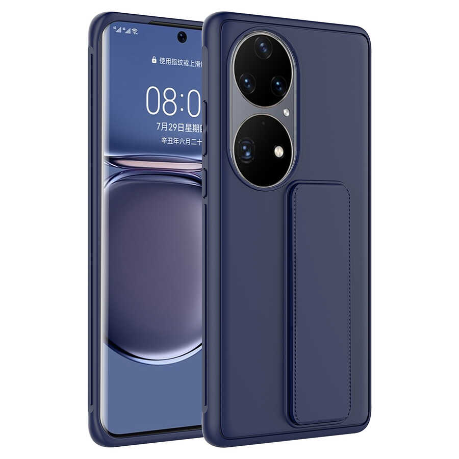 Huawei%20P50%20Pro%20Kılıf%20Zore%20Qstand%20Kapak-Lacivert