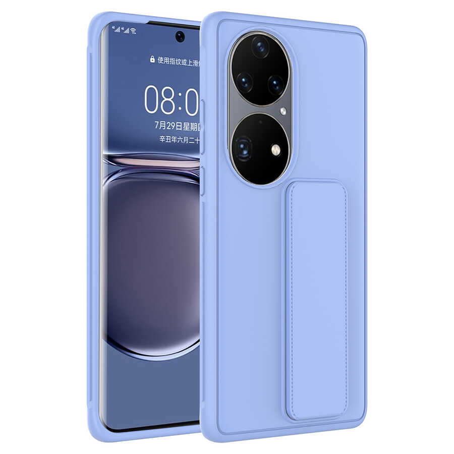 Huawei%20P50%20Pro%20Kılıf%20Zore%20Qstand%20Kapak-Lila