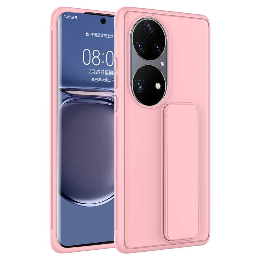 Huawei%20P50%20Pro%20Kılıf%20Zore%20Qstand%20Kapak-Pembe