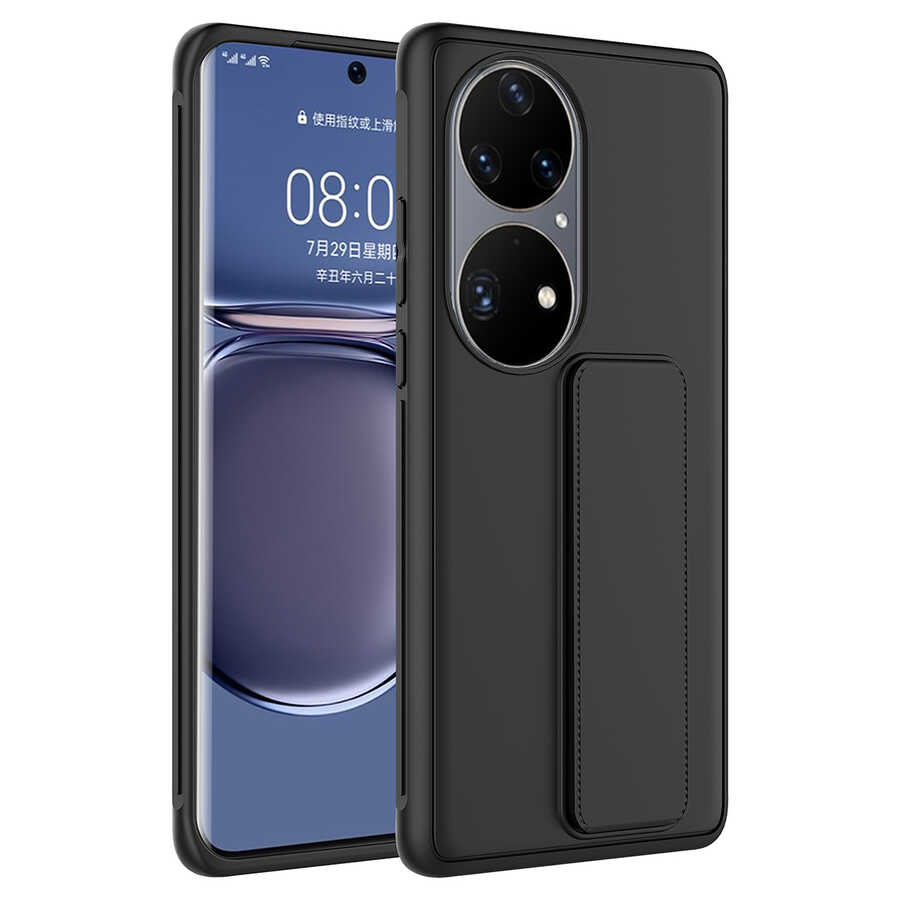 Huawei%20P50%20Pro%20Kılıf%20Zore%20Qstand%20Kapak-Siyah