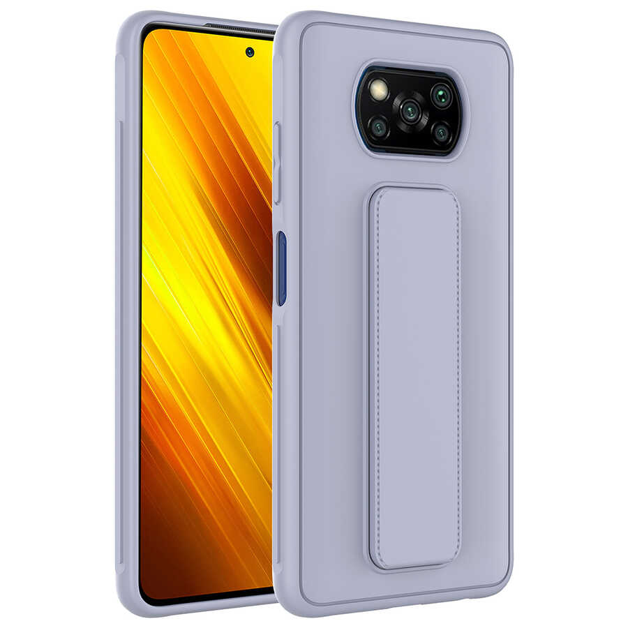 Xiaomi%20Poco%20X3%20Kılıf%20Zore%20Qstand%20Kapak-Gri