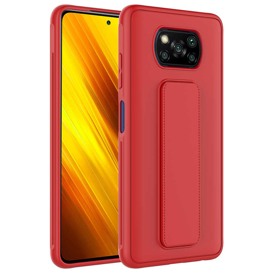 Xiaomi%20Poco%20X3%20Kılıf%20Zore%20Qstand%20Kapak-Kırmızı