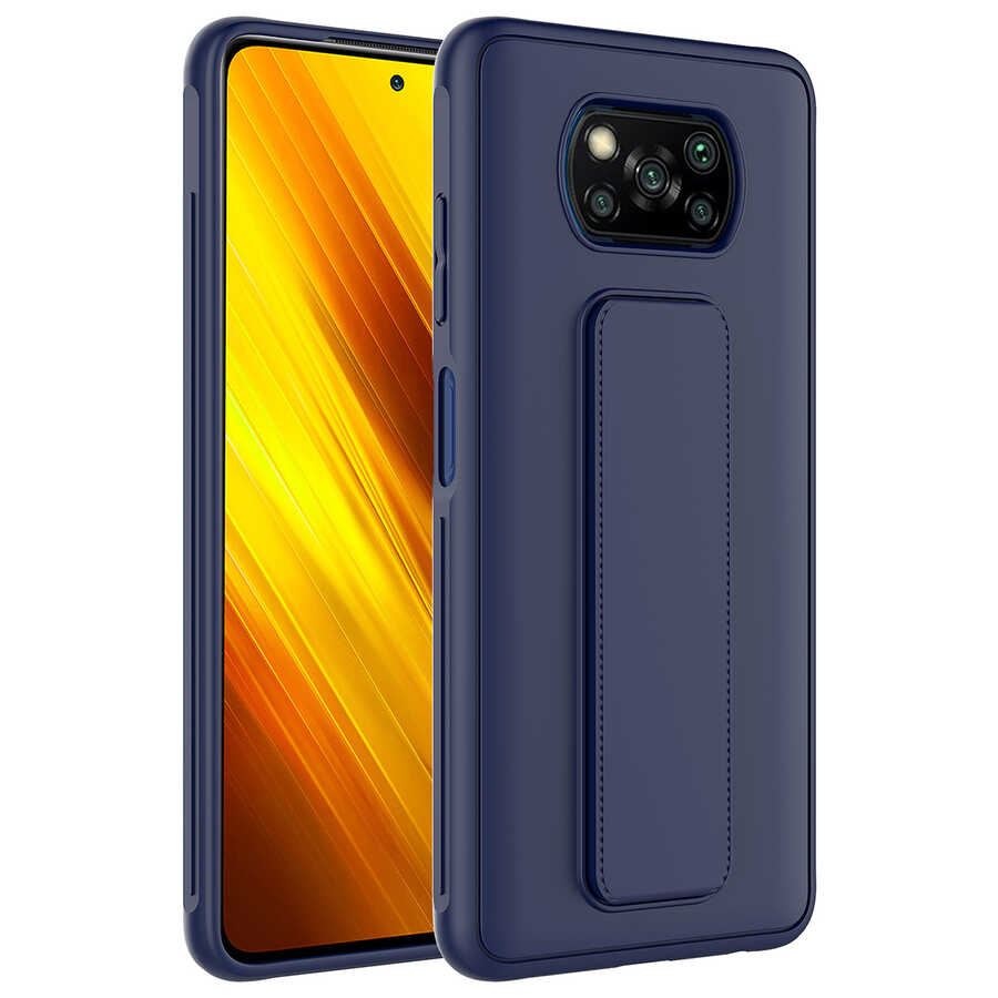 Xiaomi%20Poco%20X3%20Kılıf%20Zore%20Qstand%20Kapak-Lacivert