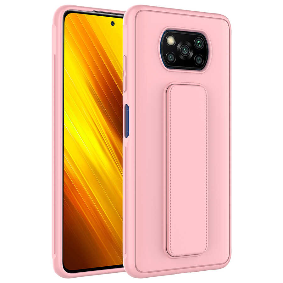 Xiaomi%20Poco%20X3%20Kılıf%20Zore%20Qstand%20Kapak-Pembe