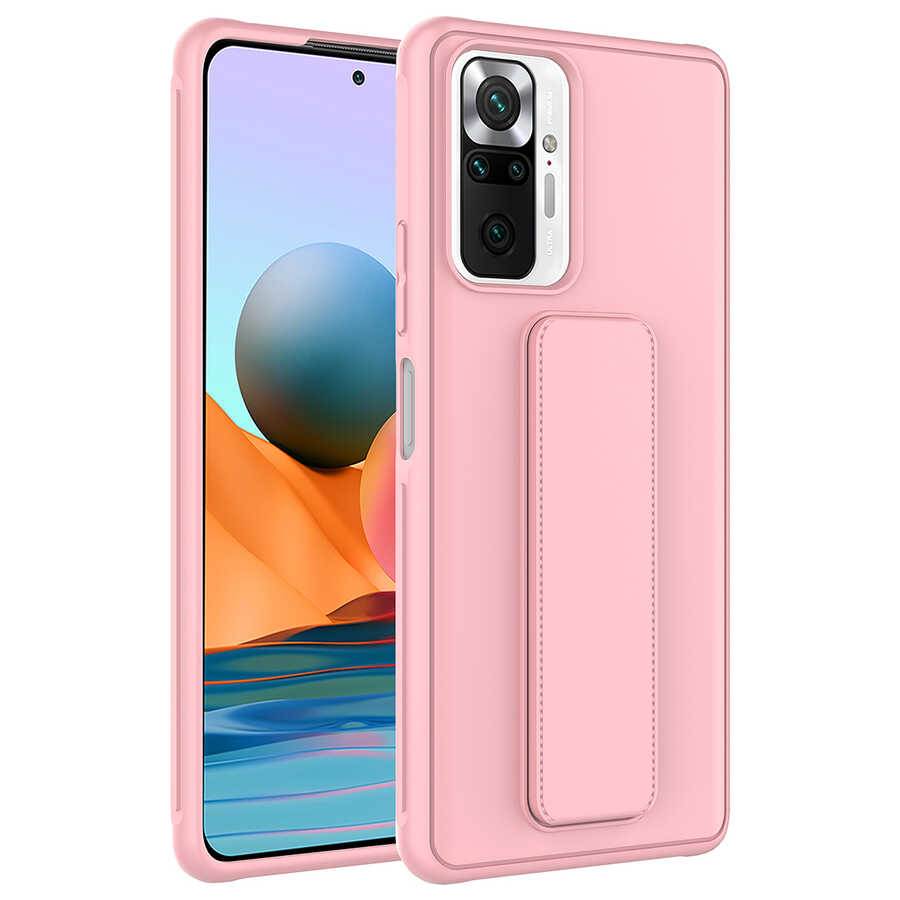 Xiaomi%20Redmi%20Note%2010%20Pro%20Kılıf%20Zore%20Qstand%20Kapak-Pembe