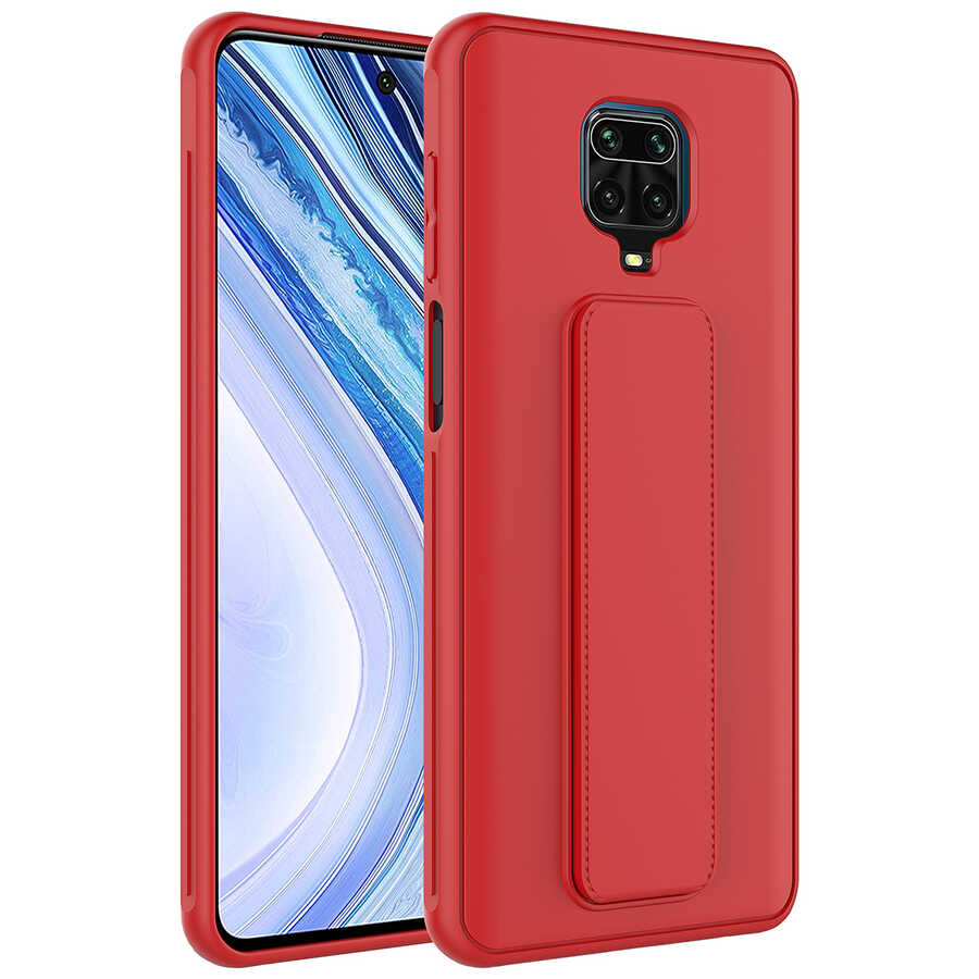 Xiaomi%20Redmi%20Note%209%20Pro%20Kılıf%20Zore%20Qstand%20Kapak-Kırmızı