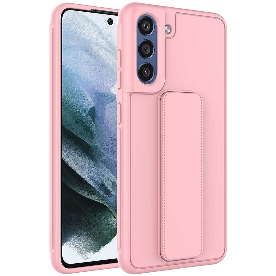 Galaxy%20S21%20FE%20Kılıf%20Zore%20Qstand%20Kapak-Pembe