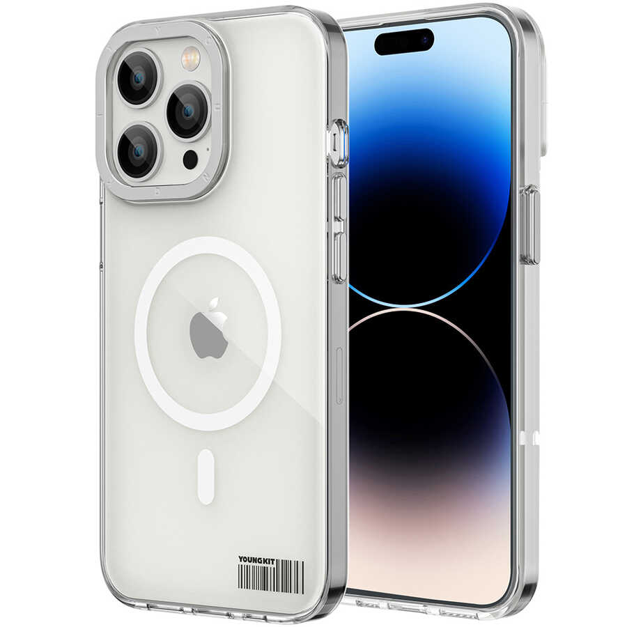 Apple%20iPhone%2014%20Pro%20Max%20Kılıf%20Magsafe%20Şarj%20Özellikli%20Youngkit%20Coloured%20Glaze%20Serisi%20Kapak-Beyaz