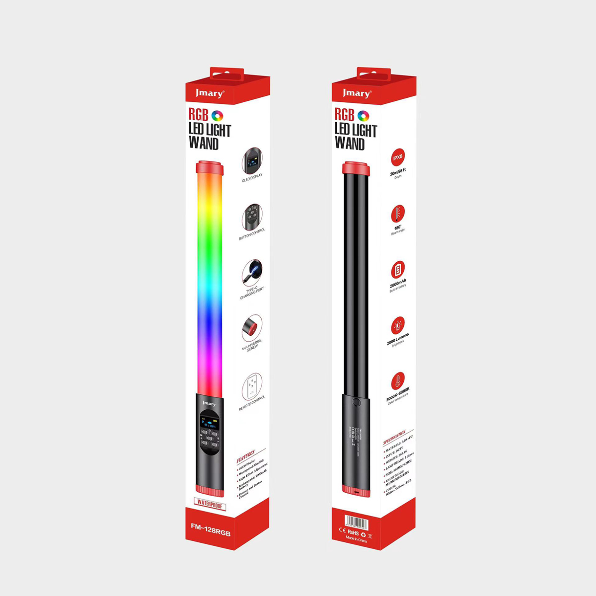 Jmary%20FM-128RGB%20OLED%20Ekran%20Göstergeli%20RGB%20Led%20Işıklı%20Su%20Geçirmez%20Aydınlatma%20Çubuğu