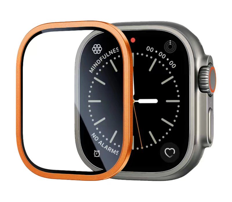 Apple%20Watch%20Ultra%2049mm%20Zore%20ALM-01%20Metal%20Çerçeveli%20Ekran%20Koruyucu-Turuncu