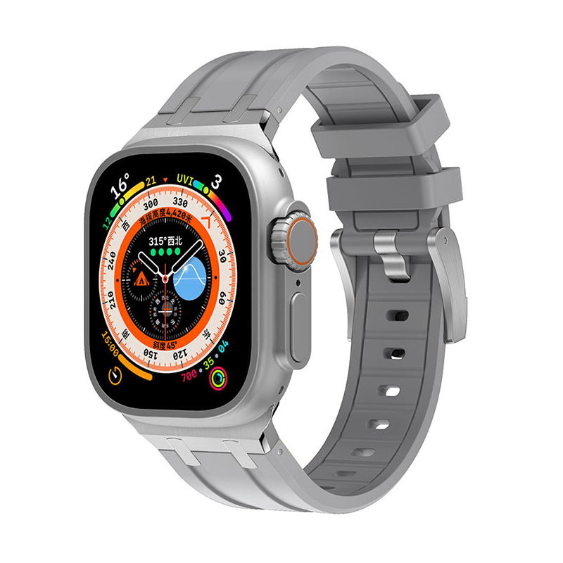 Apple%20Watch%207%2045mm%20Zore%20KRD-89%20Silikon%20Kordon-Gümüş