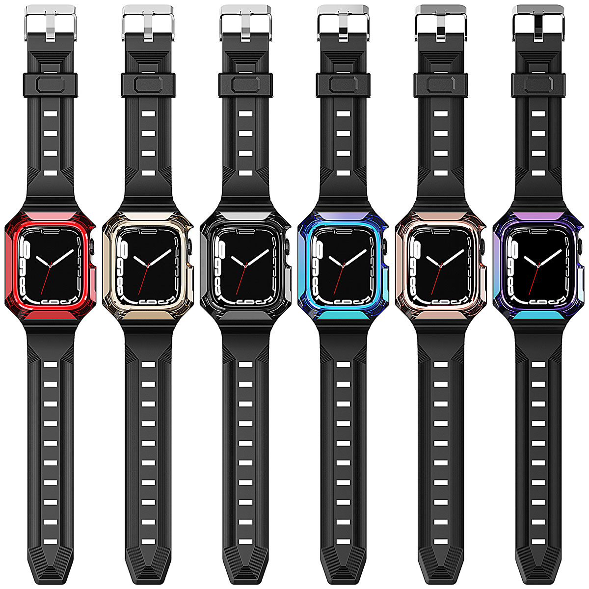 Apple%20Watch%207%2041mm%20Zore%20KRD-88%20Sert%20PC%20Kasa%20Koruyuculu%20Silikon%20Kordon