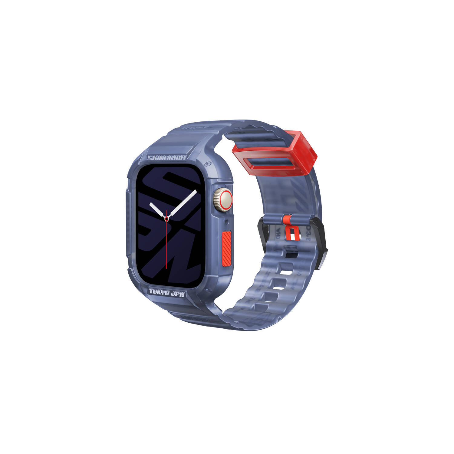 Apple%20Watch%2044mm%20SkinArma%20Saido%20Sert%20PC%20Kasa%20Koruyuculu%20Silikon%20Kordon-Lacivert