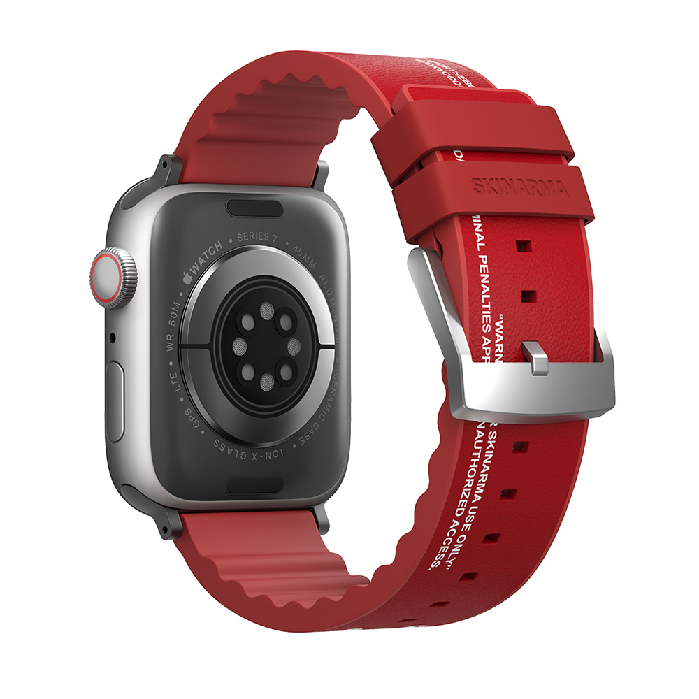 Apple%20Watch%2042mm%20SkinArma%20Taihi%20Sora%20Yazı%20Desenli%20Deri%20Görünümlü%20Silikon%20Kordon