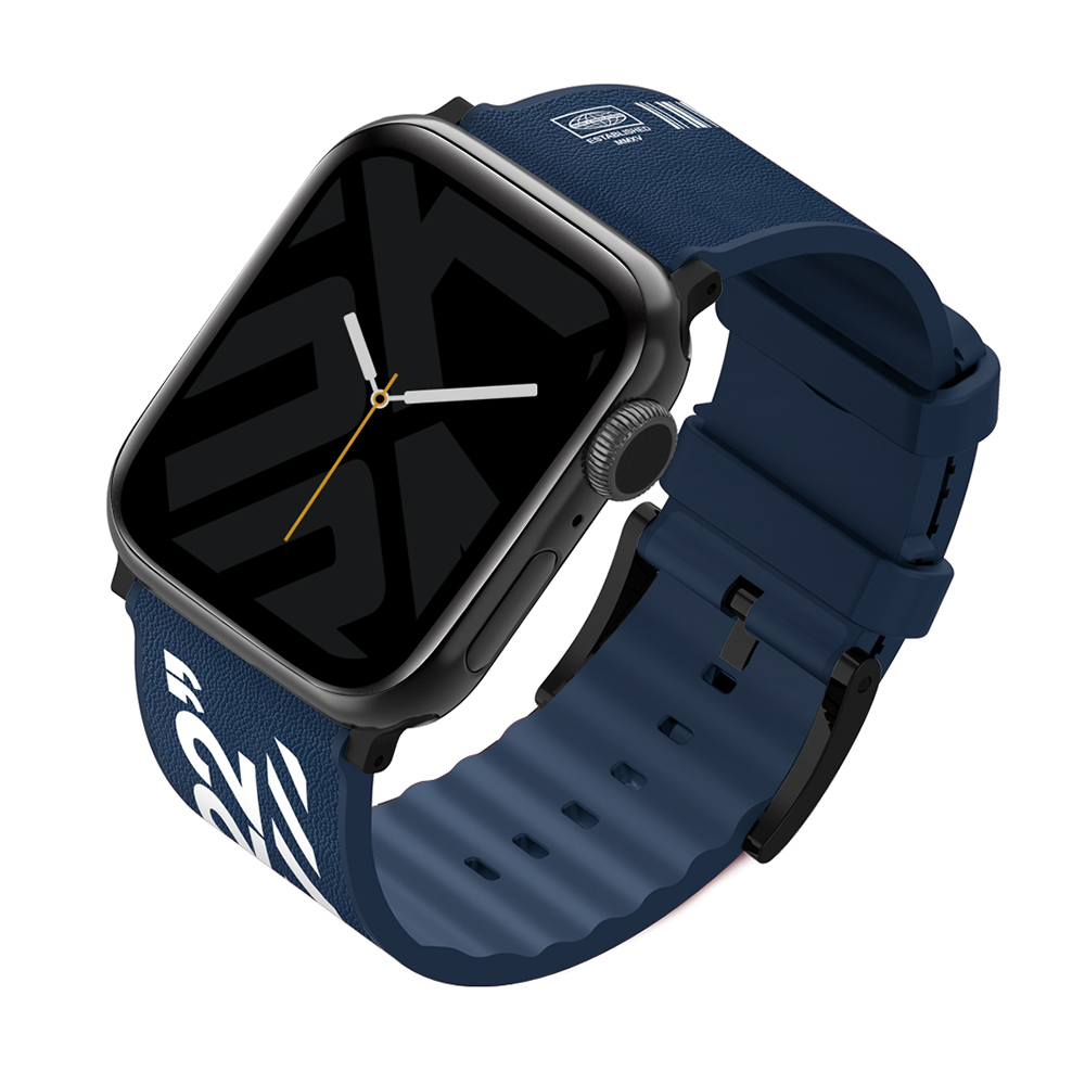 Apple%20Watch%2042mm%20SkinArma%20Taihi%20Sora%20Yazı%20Desenli%20Deri%20Görünümlü%20Silikon%20Kordon-Mavi