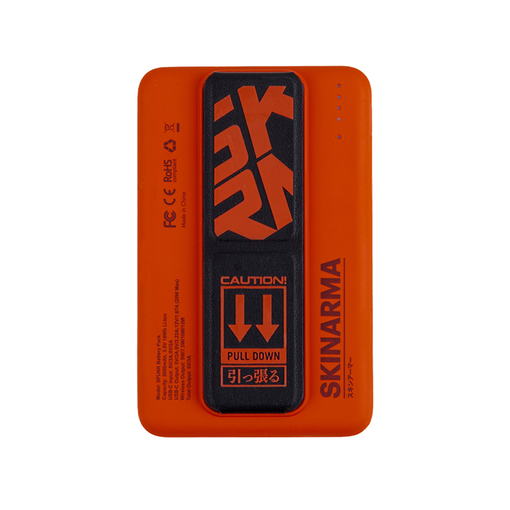 SkinArma%20Spunk%20Taşınabilir%20Wireless%20Şarj%20ve%20PD%20Hızlı%20Şarj%20Özellikli%20Powerbank%2015W%205000mAh-Turuncu