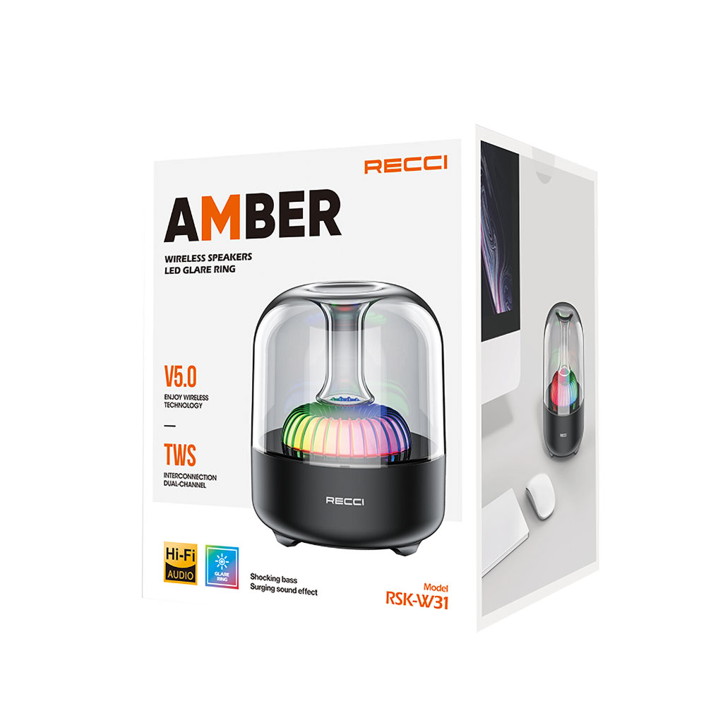 Recci%20RSK-W31%20Amber%20Serisi%20FM/TF/AUX%20Hi-Fi%20RGB%20Işıklı%20Wireless%20Bluetooth%205.0%20Speaker%20Hoparlör%205W%20500mAh