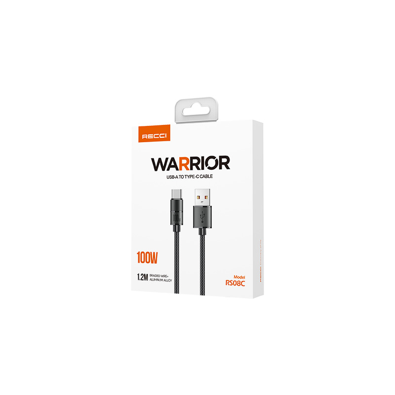 Recci%20RS08C%20Warrior%20Serisi%20100W%20Hızlı%20Şarj%20Özellikli%20USB-A%20To%20Type-C%20Kablo%201.2M