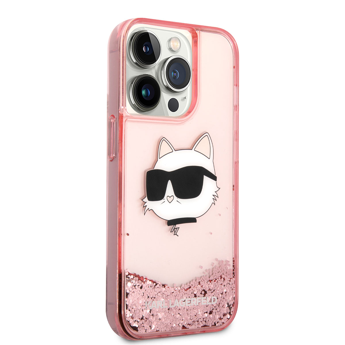 Apple%20iPhone%2014%20Pro%20Max%20Kılıf%20Karl%20Lagerfeld%20Sıvılı%20Simli%20Choupette%20Head%20Dizayn%20Kapak-Pembe