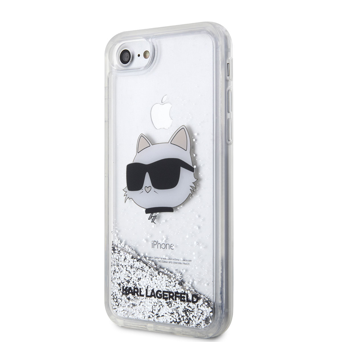 Apple%20iPhone%207%20Kılıf%20Karl%20Lagerfeld%20Sıvılı%20Simli%20Choupette%20Head%20Dizayn%20Kapak