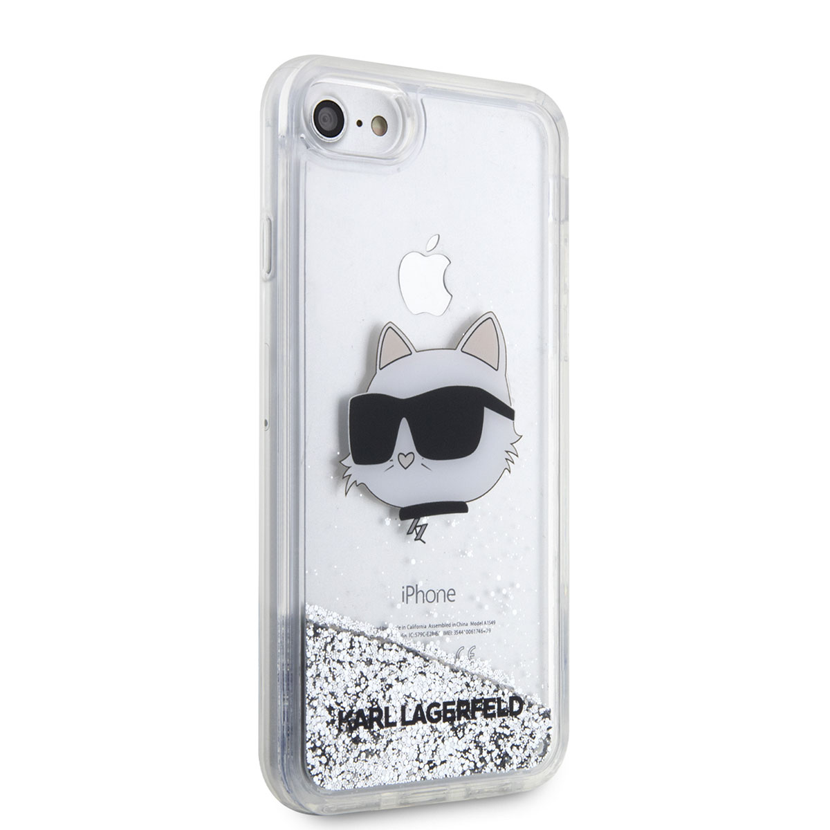 Apple%20iPhone%207%20Kılıf%20Karl%20Lagerfeld%20Sıvılı%20Simli%20Choupette%20Head%20Dizayn%20Kapak