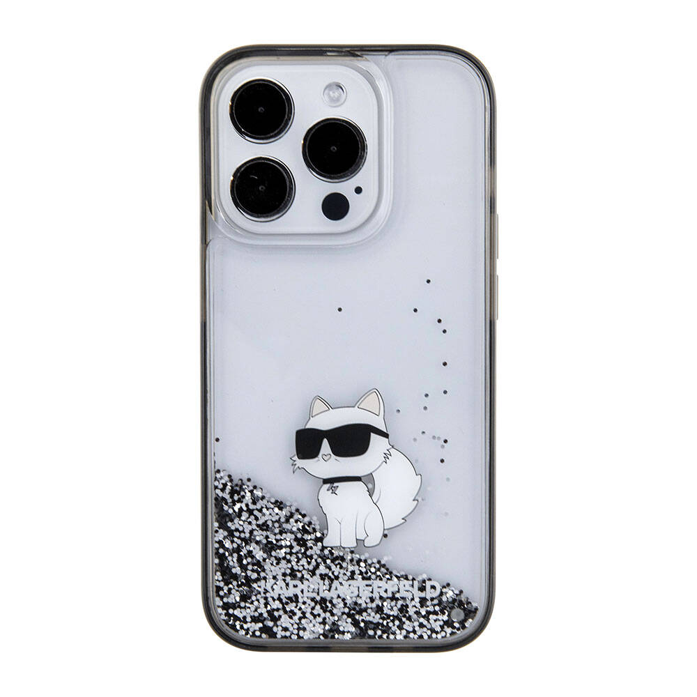 Apple%20iPhone%2015%20Pro%20Kılıf%20Karl%20Lagerfeld%20Choupette%20Sıvılı%20Glitter%20Orjinal%20Lisanslı%20Kapak