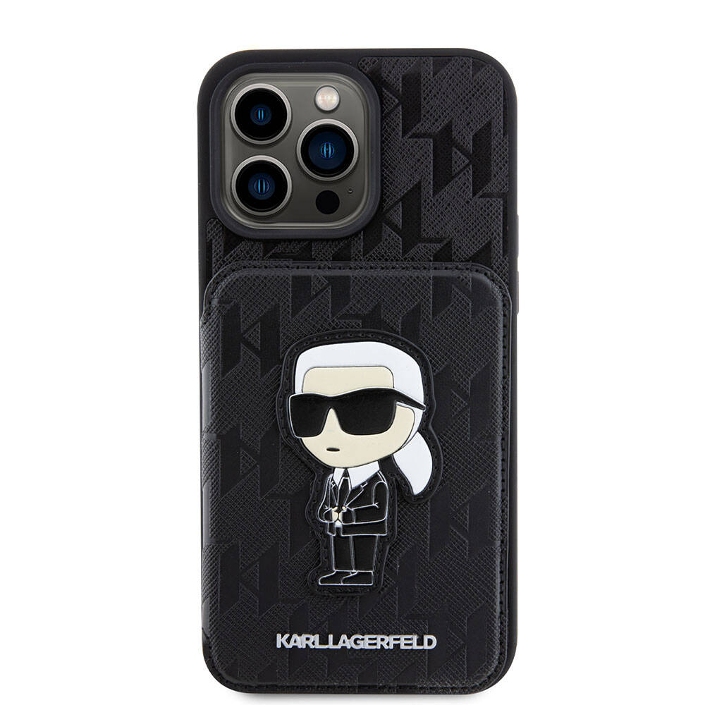 Apple%20iPhone%2015%20Pro%20Kılıf%20Karl%20Lagerfeld%20Standlı%20Kartlıklı%20Saffiano%20Monogram%20İkonik%20Metal%20Logo%20Orjinal%20Lisanslı%20Kapak