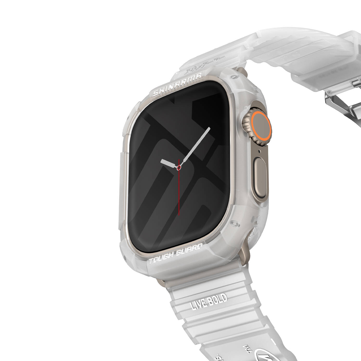 Apple%20Watch%20Ultra%2049mm%20SkinArma%20Kurono%20Buzlu%20Tasarım%20Sert%20PC%20Kasa%20Koruyucu-Beyaz