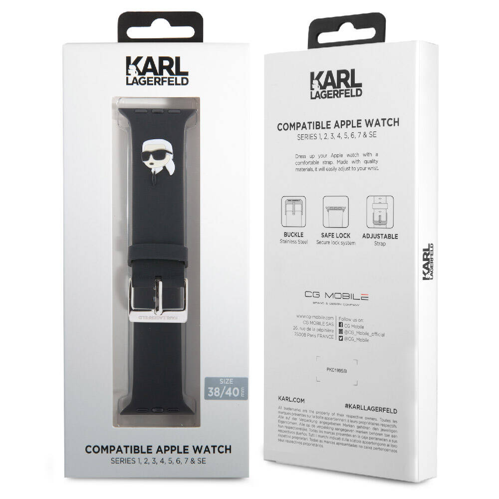 Apple%20Watch%2040mm%20Karl%20Lagerfeld%20Orjinal%20Lisanslı%20İkonik%20Karl%20Head%20Logolu%20Silikon%20Kordon