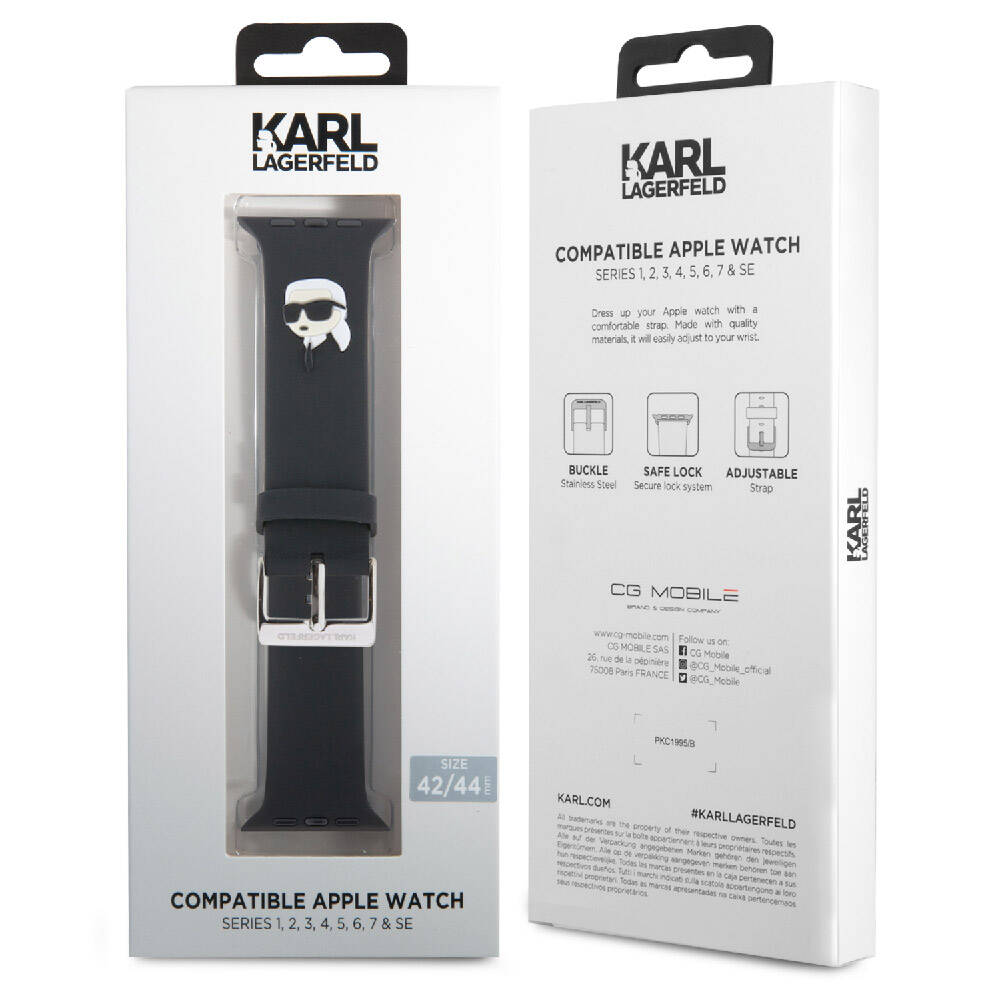 Apple%20Watch%2042mm%20Karl%20Lagerfeld%20Orjinal%20Lisanslı%20İkonik%20Karl%20Head%20Logolu%20Silikon%20Kordon