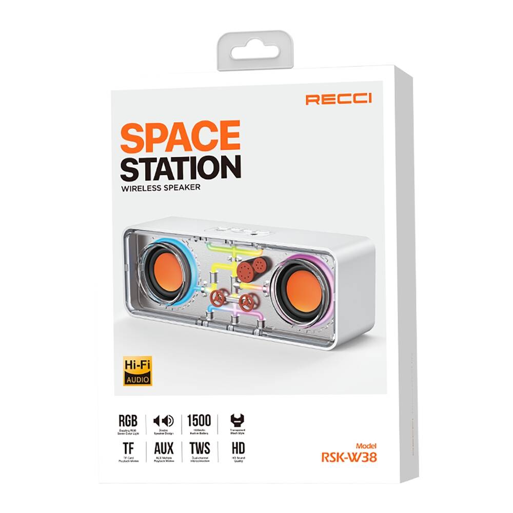 Recci%20RSK-W38%20Space%20Station%20Serisi%20RGB%20Led%20Işıklı%20Bluetooth%20Hoparlör%20FM%20Radio%20Özellikli