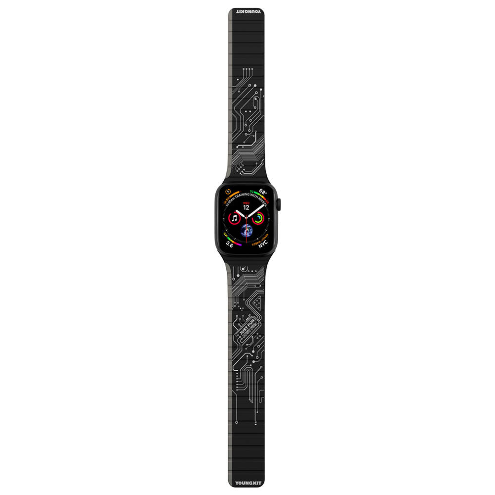 Apple%20Watch%2040mm%20Kordon%20Youngkit%20Technological%20Magnetik%20Tak%20Çıkar%20Silikon%20Strap%20Kayış-Siyah