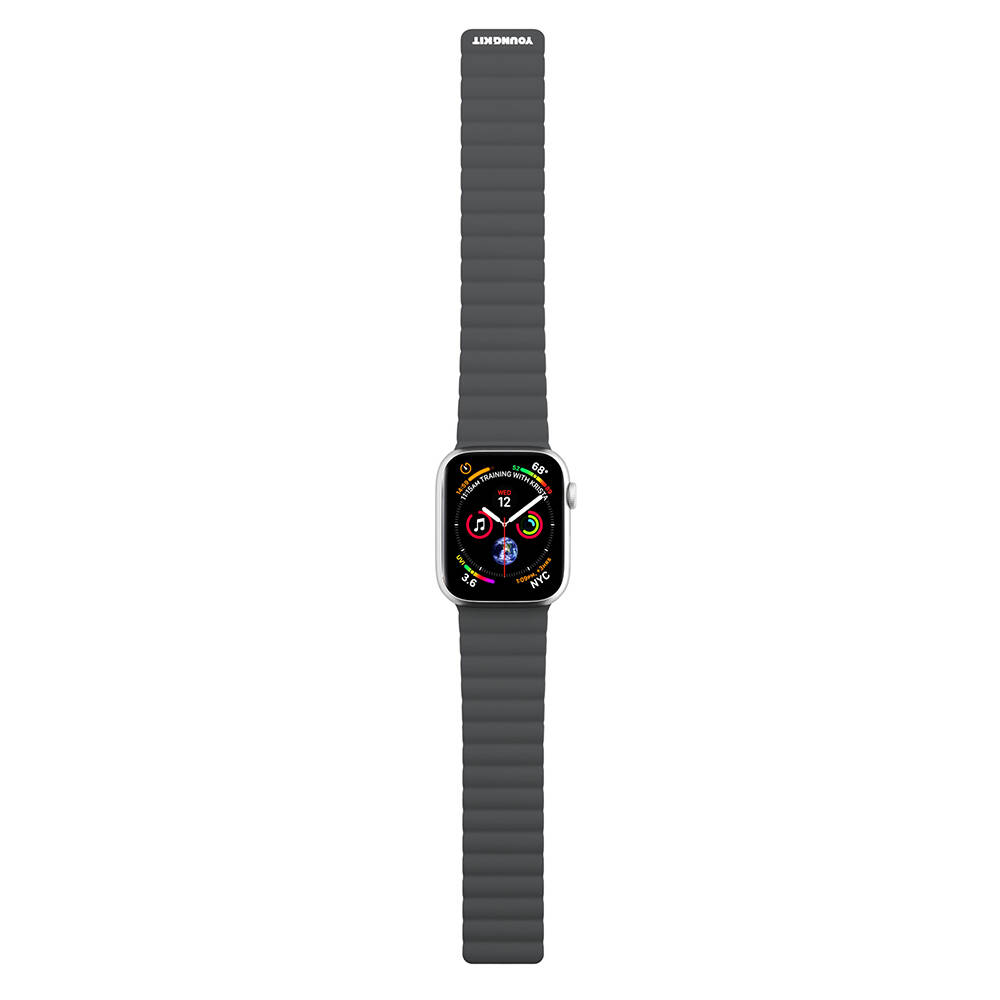 Apple%20Watch%2038mm%20Kordon%20Youngkit%20Classical%20Magnetik%20Tak%20Çıkar%20Silikon%20Strap%20Kayış-Gri