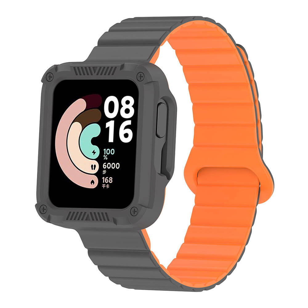 Xiaomi%20Redmi%20Watch%201%20Silikon%20Kordon%20Zore%20KRD-105%20Strap%20Kayış-Gri-turuncu