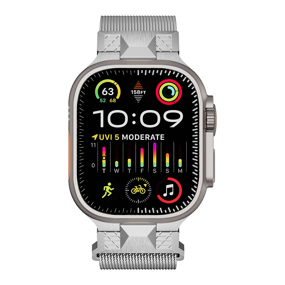 Apple%20Watch%20Ultra%2049mm%20Zore%20KRD-107%20Metal%20Hasır%20Kordon-Gümüş