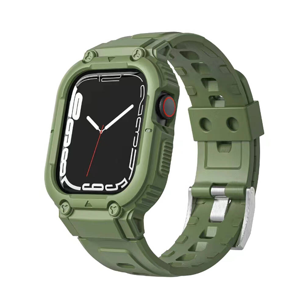 Apple%20Watch%2042mm%20Wiwu%20Wi-WB014%20Armor%20Serisi%202in1%20Sert%20PC%20Kasa%20Koruyuculu%20Silikon%20Kordon-Yeşil