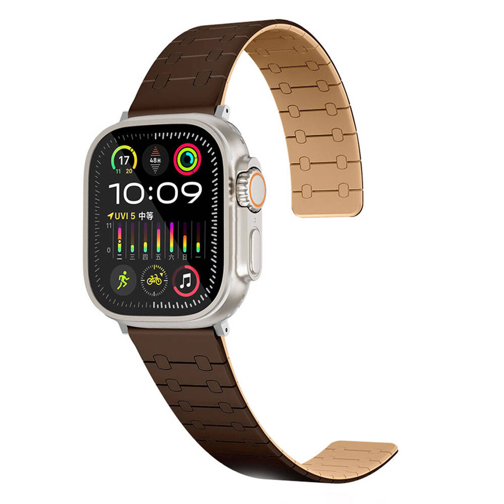 Apple%20Watch%2038mm%20Zore%20KRD-111%20Çizgili%20Desenli%20Silikon%20Kordon-Kahverengi