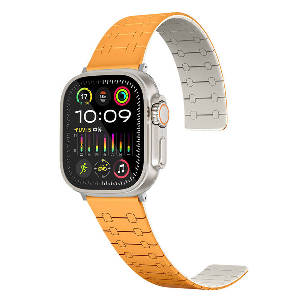 Apple%20Watch%2038mm%20Zore%20KRD-111%20Çizgili%20Desenli%20Silikon%20Kordon-Turuncu