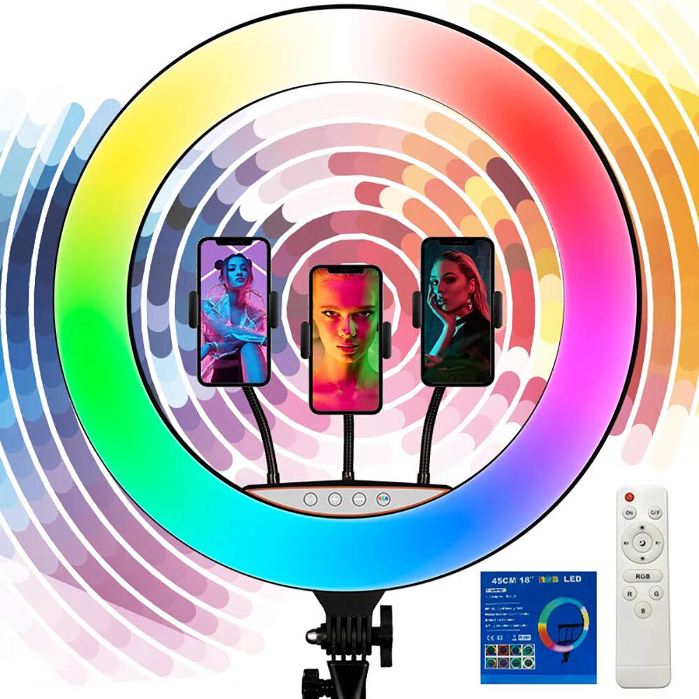 Zore%20RGB%20Light%2045cm%20Işıklı%20Telefon%20Tutucu%20Ring%20Light