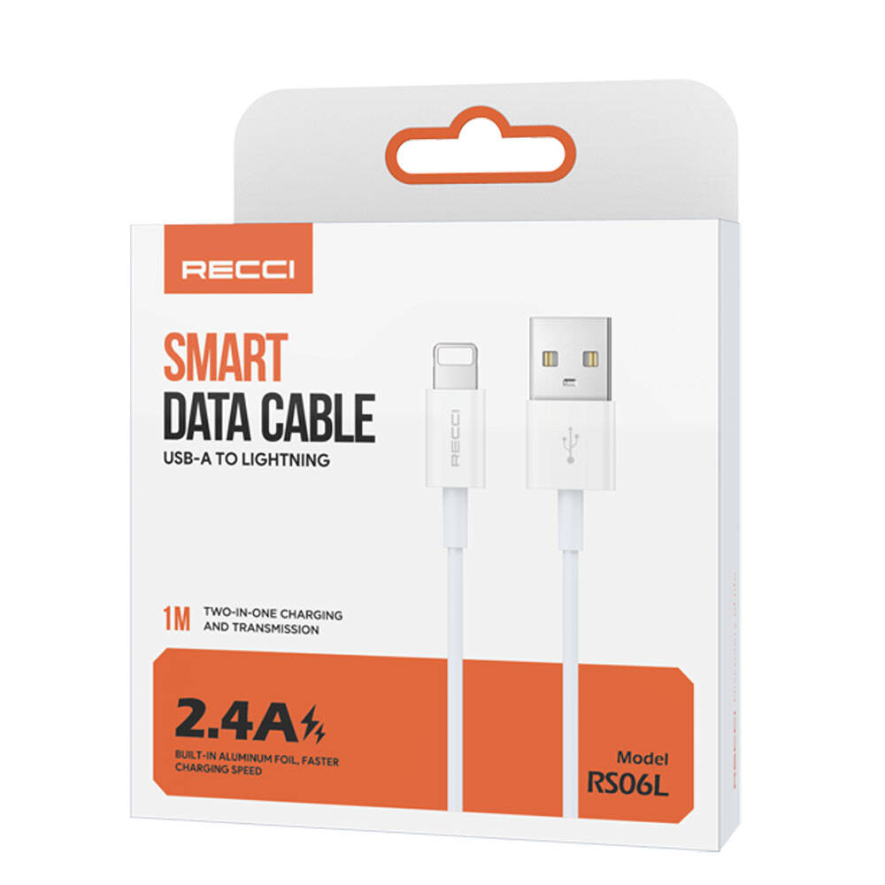 Recci%20RS06L%20USB-A%20to%20Lightning%202.4A%20Hızlı%20Şarj%20Özellikli%20Data%20ve%20Şarj%20Kablosu%201M