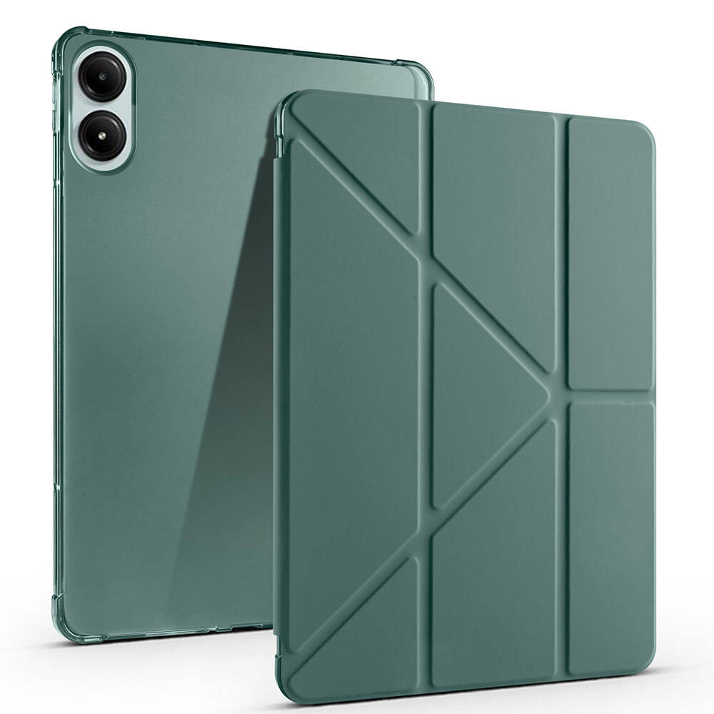 Xiaomi%20Redmi%20Pad%20Pro%20Kılıf%20Zore%20Tri%20Folding%20Kalem%20Bölmeli%20Standlı%20Kılıf-Koyu%20yeşil