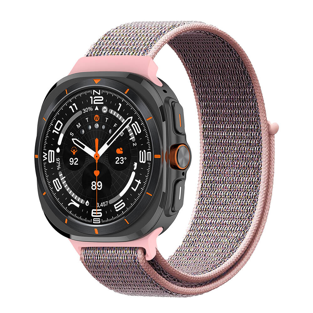 ​​Galaxy%20Watch%20Ultra%2047mm%20Zore%20KRD-03%20Hasır%20Kordon-Kum%20pembe